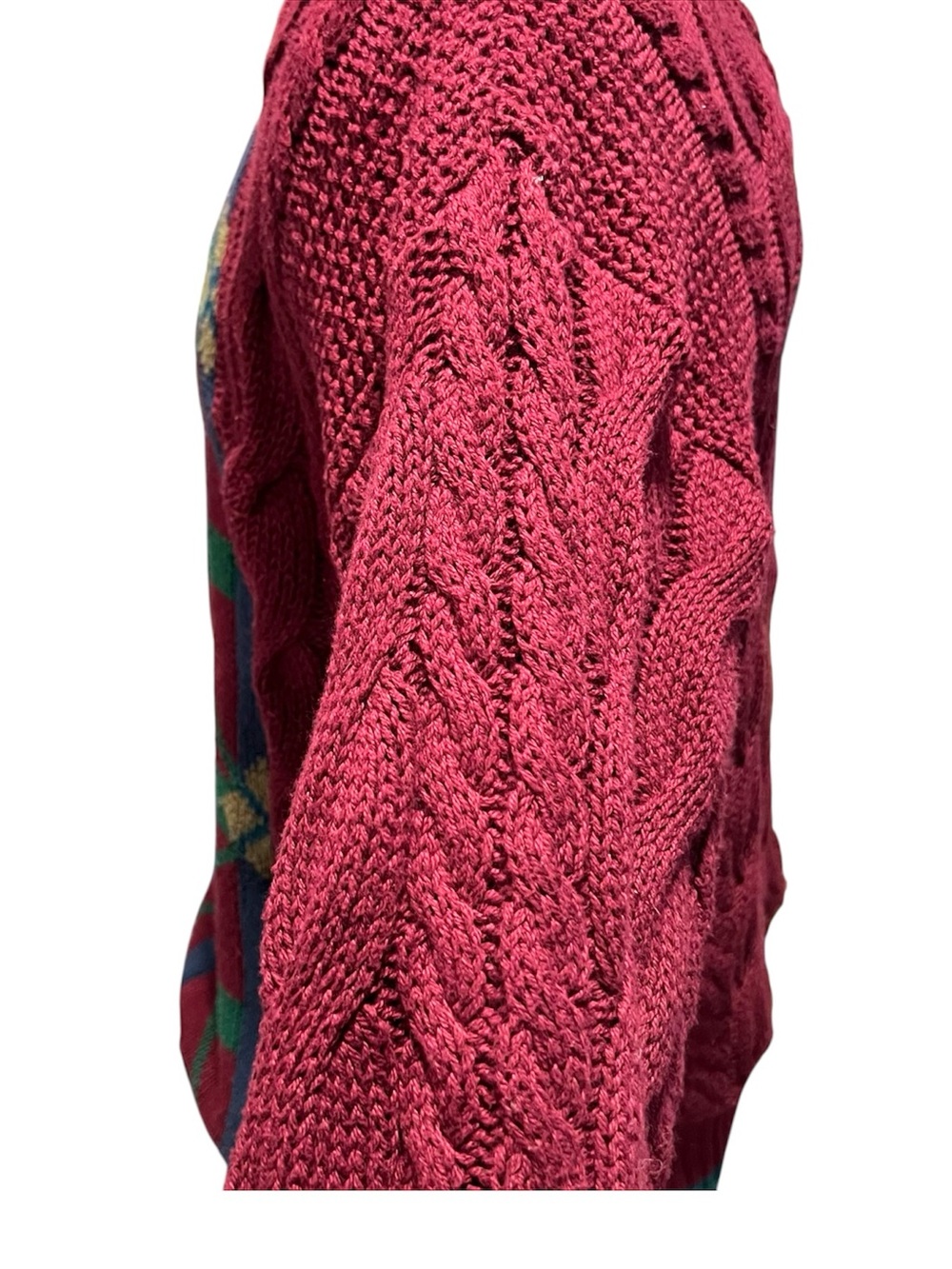 Vtg Lobo by Pendleton dark red knit sweater geometric green and blue Large - Picture 3 of 8